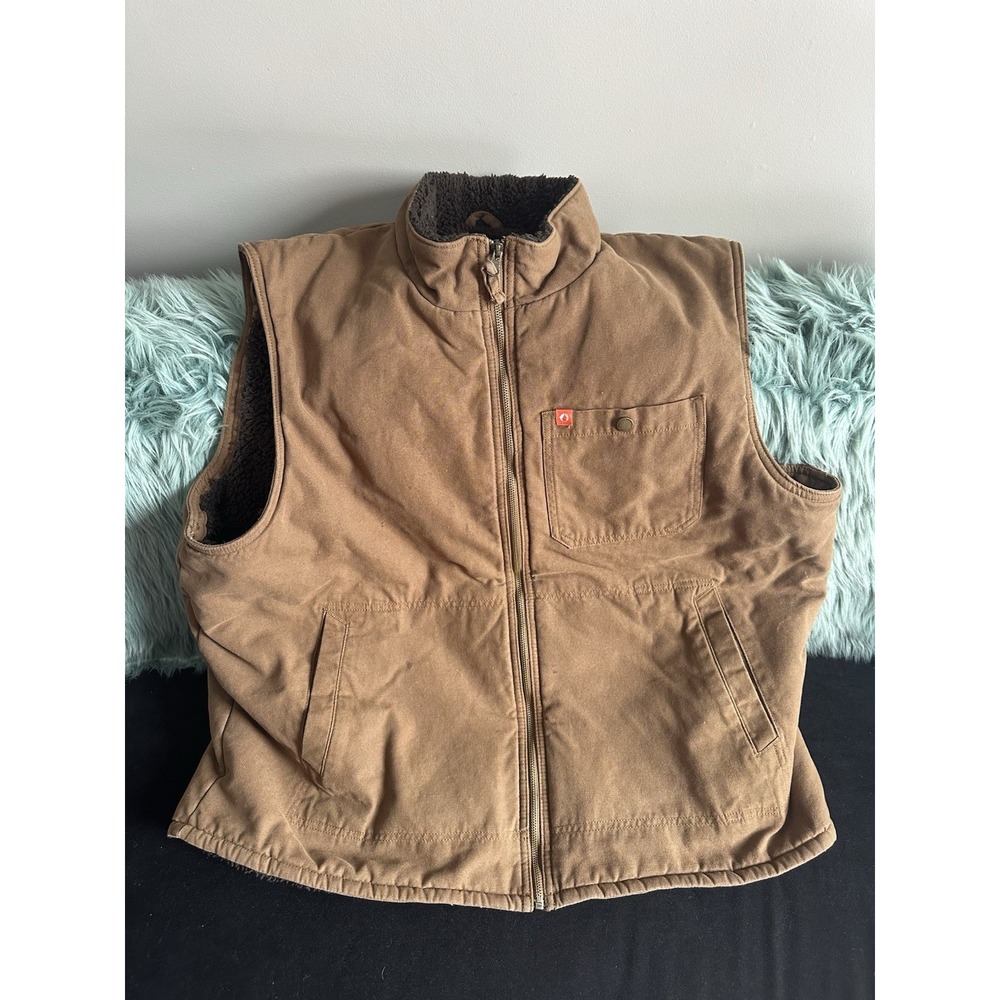 The American Outdoorsman Sherpa Lined Vest Outdoors 2X/XXL‎ Brown